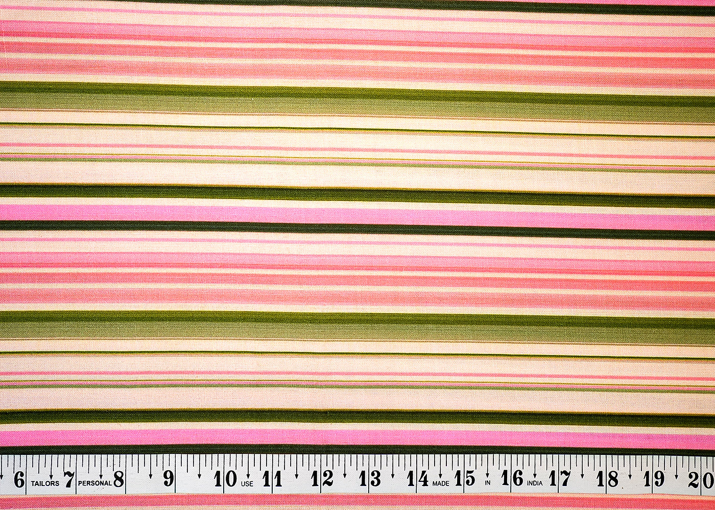 Peach Cotton Linen Fabric with Alternate Lines 14129