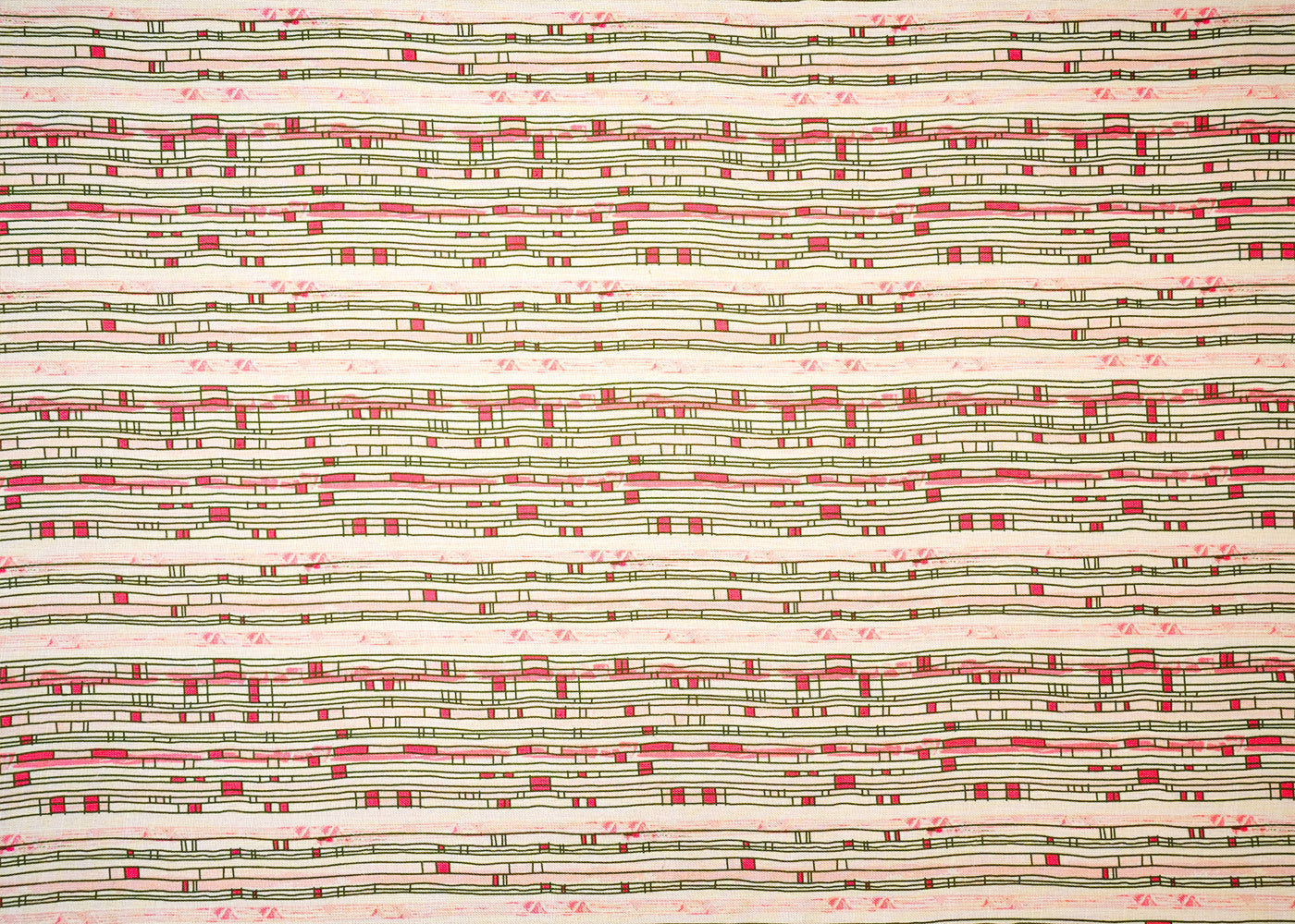 White Cotton Linen Fabric with Allover Abstract Lines 14135