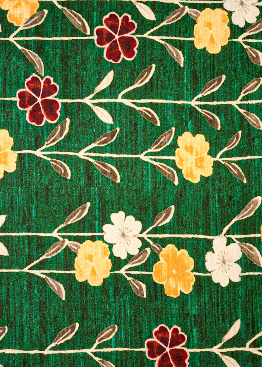 Dark-Green-Dola-Silk-Fabric-with-Allover-Floral-Pattern-14142