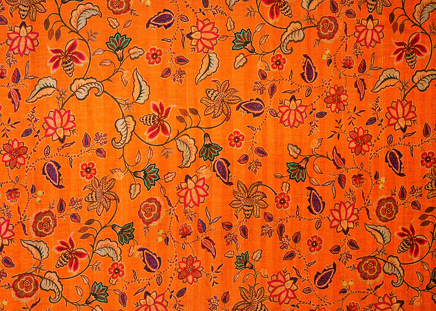 Dark Orange Modal Dupion Fabric with Allover Traditional Pattern 14143