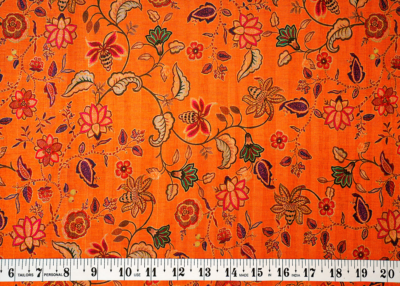 Dark Orange Modal Dupion Fabric with Allover Traditional Pattern 14143