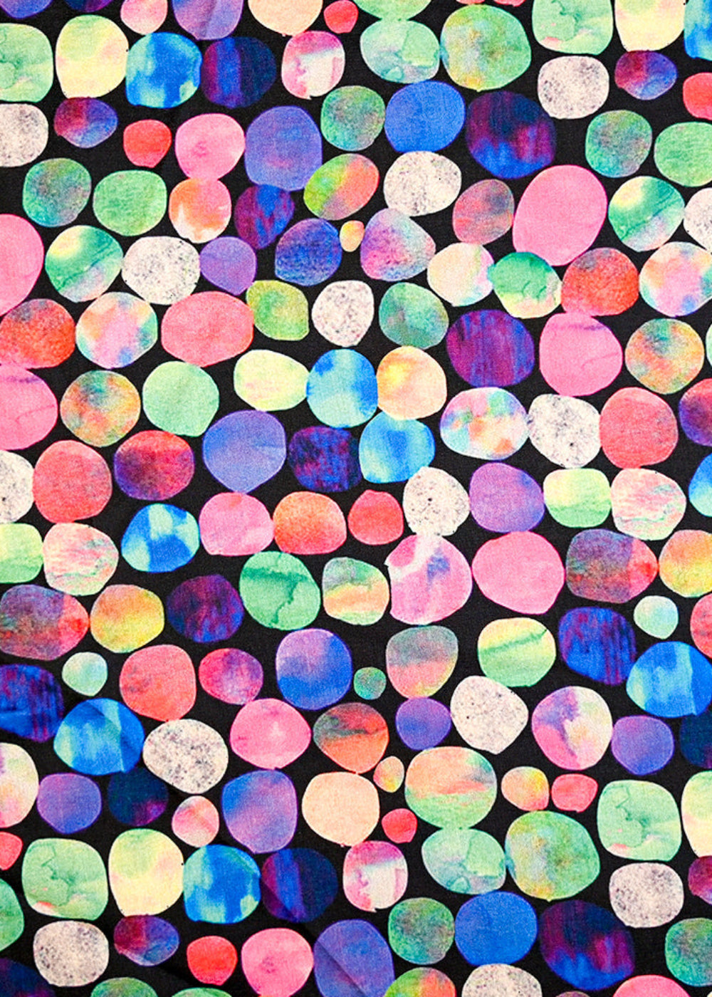 Black-Tissue-Silk-Fabric-with-Multi-Color-Circles-14146