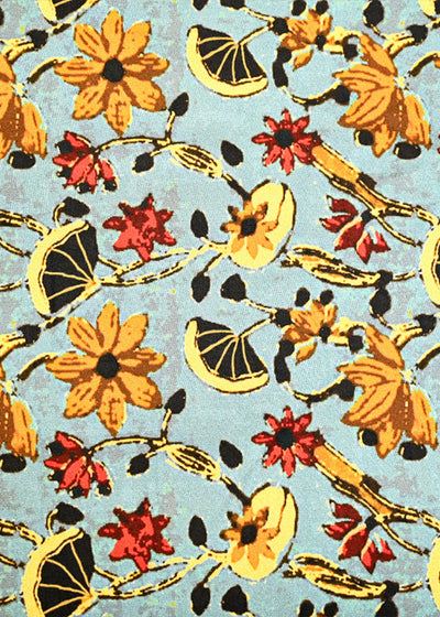 Turquoise Blue Dola Silk Fabric with Allover Abstract Pattern 14147