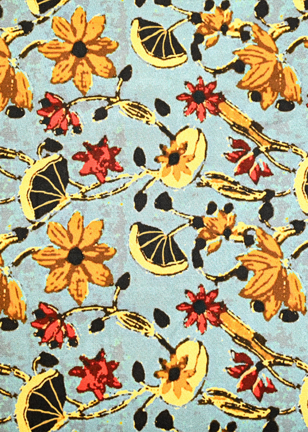 Turquoise Blue Dola Silk Fabric with Allover Abstract Pattern 14147