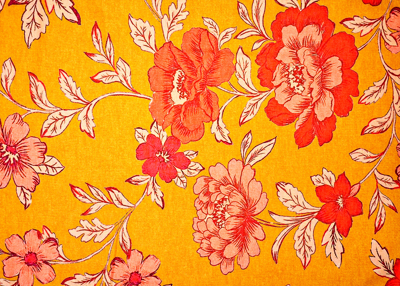 Mustard Dola Silk Fabric with Allover Floral Pattern 14149