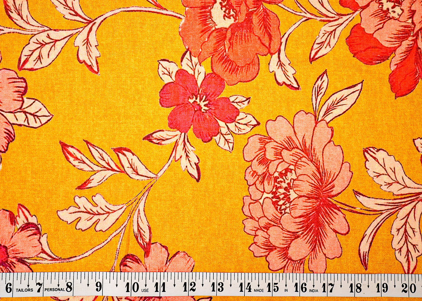 Mustard Dola Silk Fabric with Allover Floral Pattern 14149