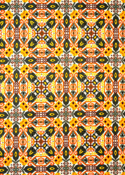 Mustard Dola Silk Fabric with Allover Traditional Pattern 14153