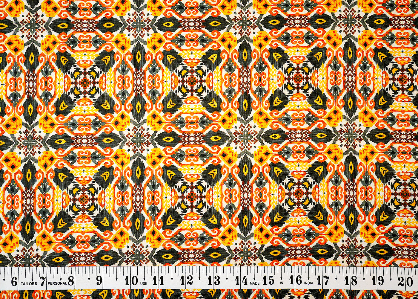 Mustard Dola Silk Fabric with Allover Traditional Pattern 14153