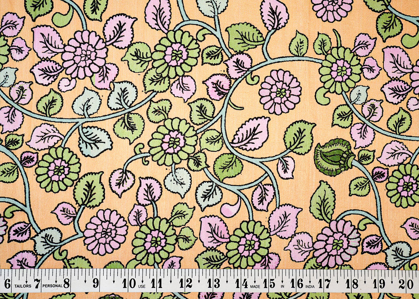 Pastel Yellow Dola Silk Fabric with Allover Floral Pattern 14155