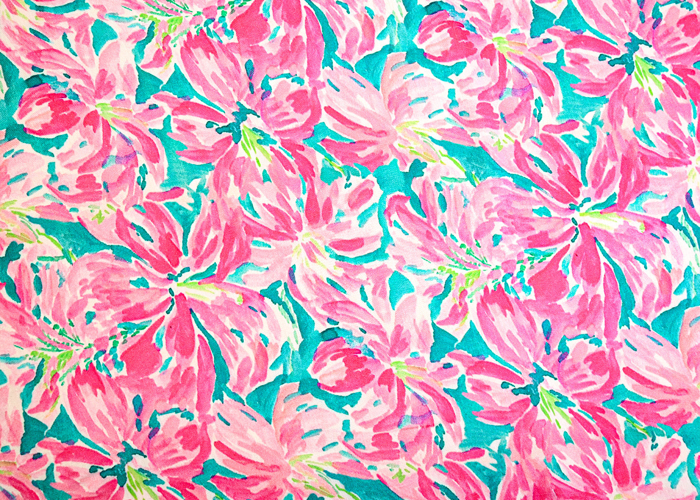 Pink & Sea Blue Muslin Fabric with Allover Abstract Pattern 14158