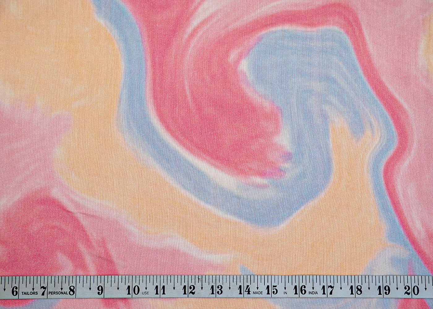 Baby Pink Imported Muslin Fabric with Allover Abstract Print 14165