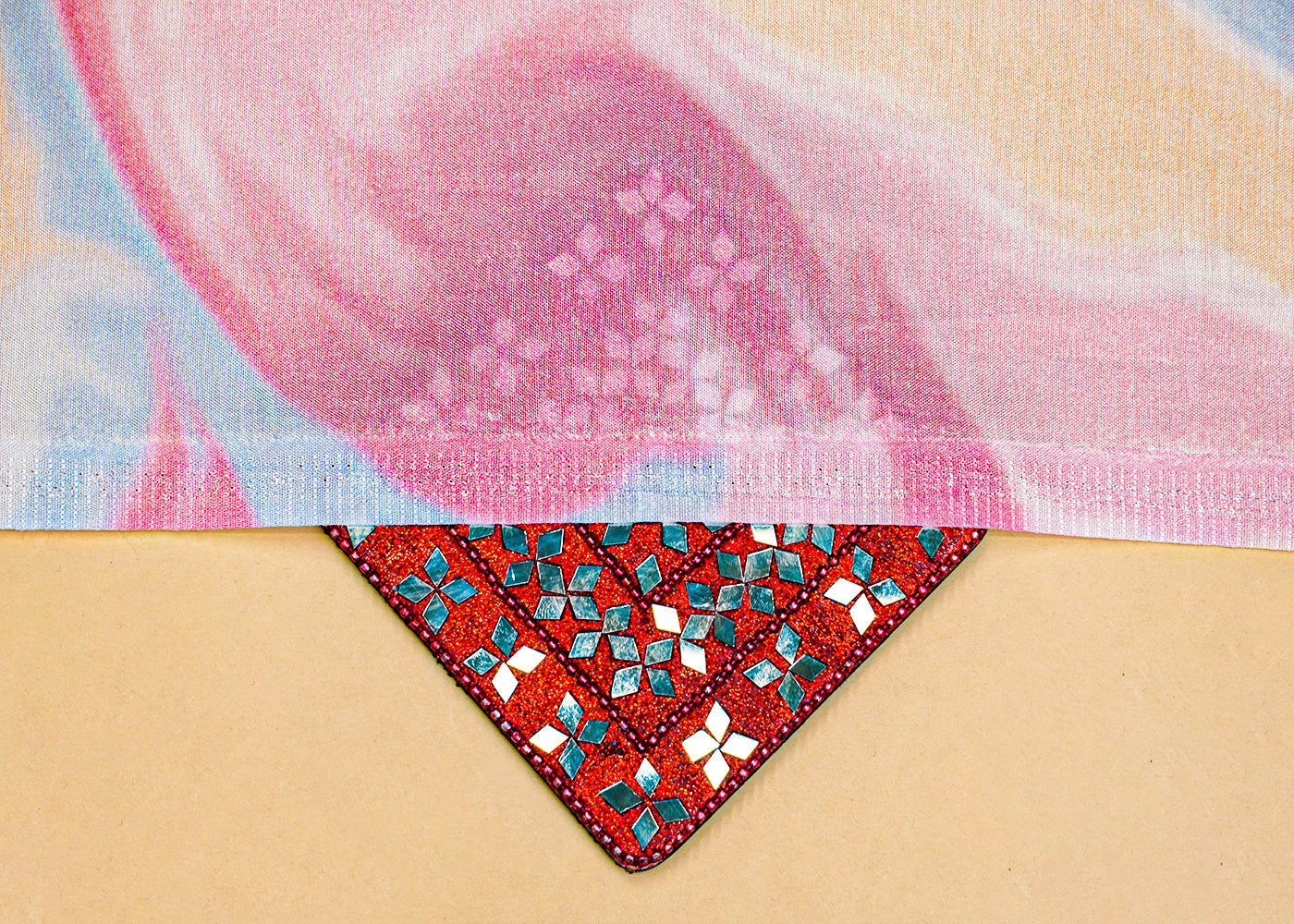 Baby Pink Imported Muslin Fabric with Allover Abstract Print 14165