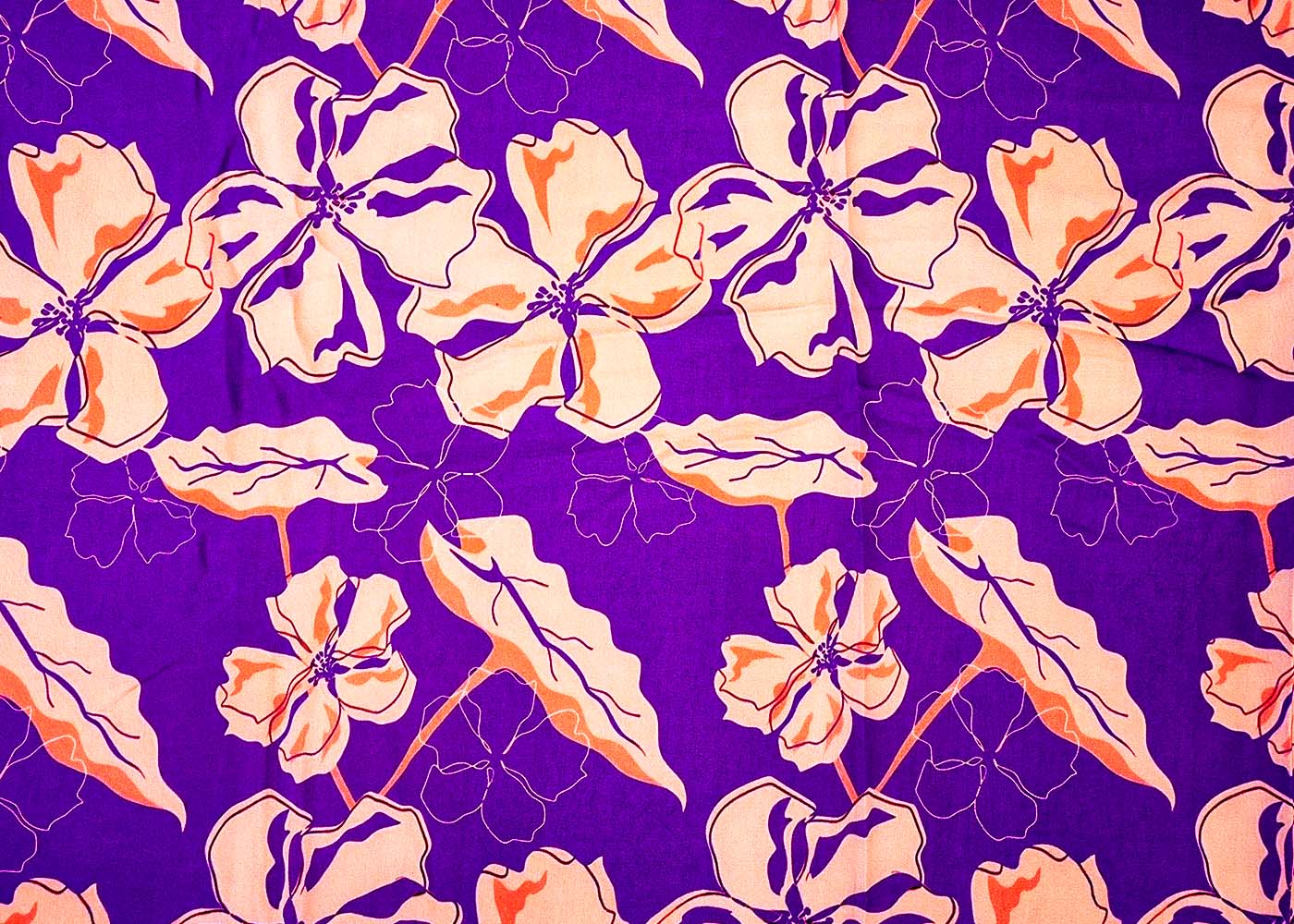 Purple Muslin Fabric with Allover Floral Pattern 14166