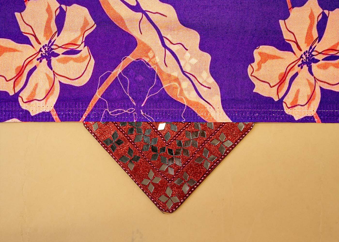 Purple Muslin Fabric with Allover Floral Pattern 14166