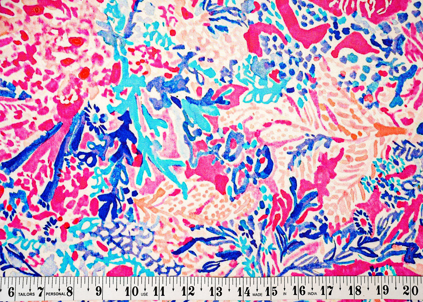 Multi Color Muslin Fabric with Allover Abstract Pattern 14167