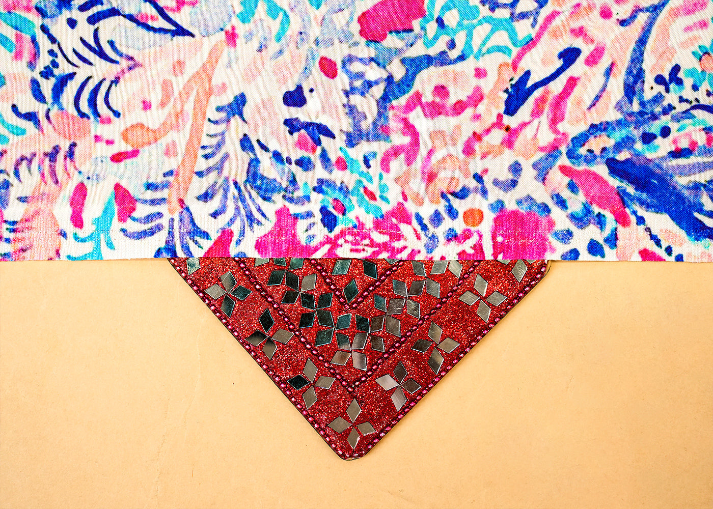 Multi Color Muslin Fabric with Allover Abstract Pattern 14167