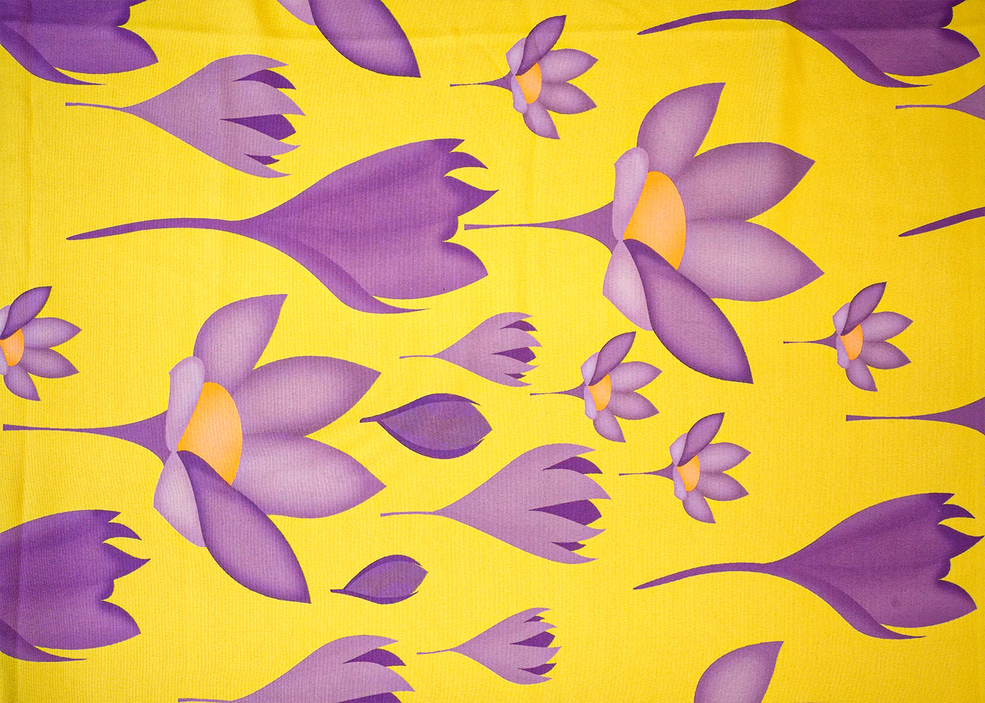 Lemon Yellow Imported Rayon Fabric with Allover Floral Print 14173