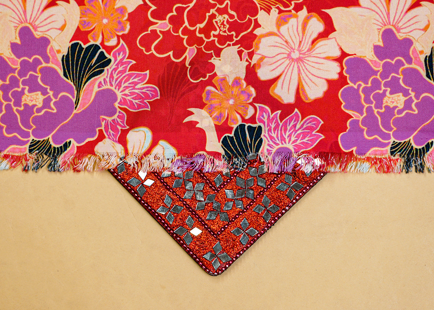 Hot Pink Imported Rayon Fabric with Allover Floral Print 14179