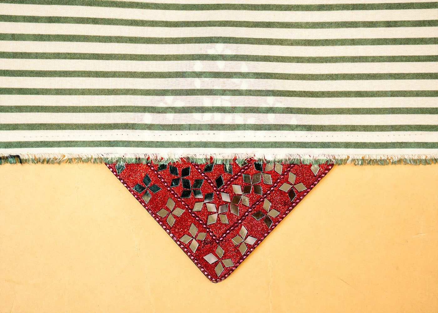 Green Imported Rayon Fabric with Allover Abstract Print 14184