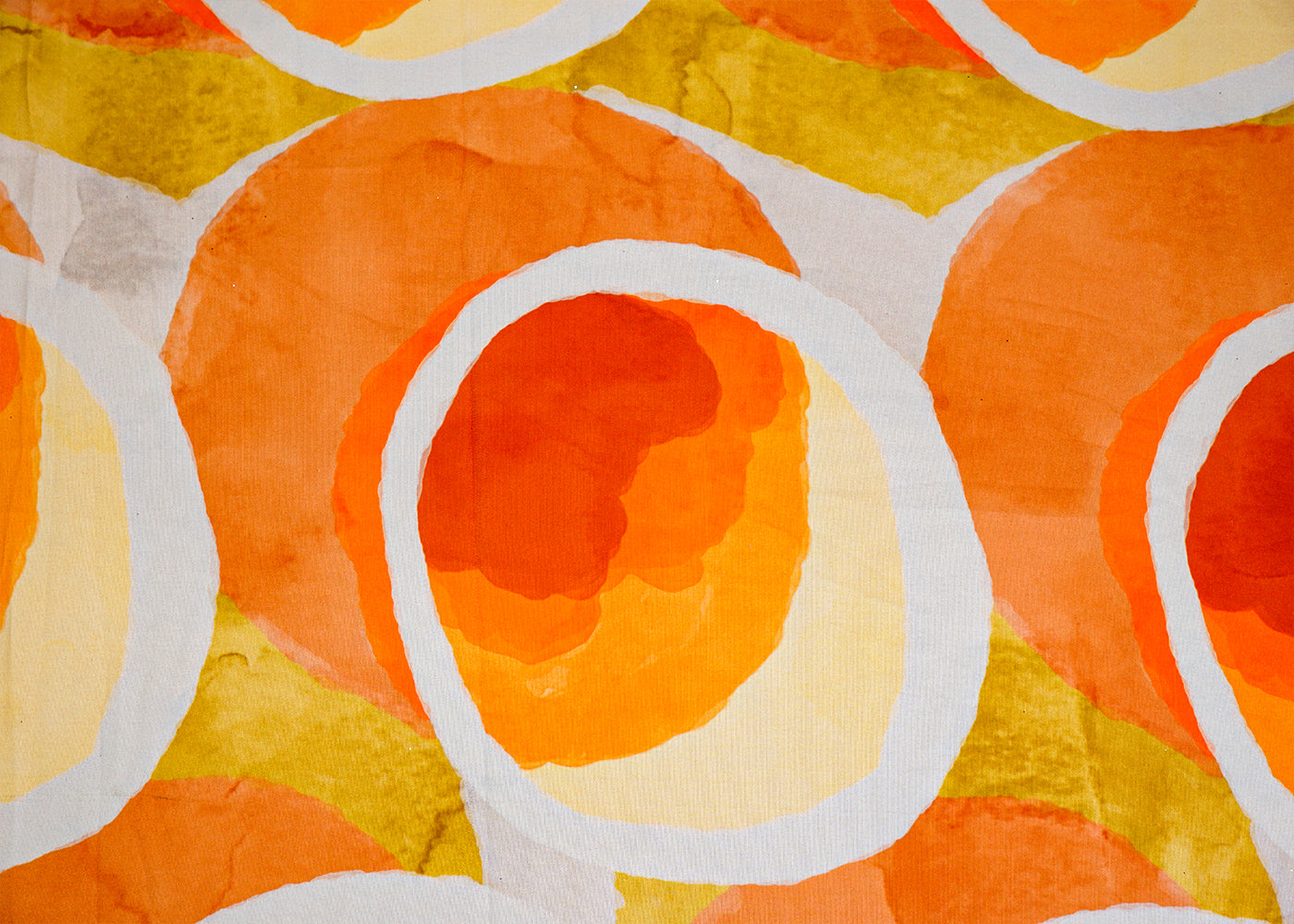 Orange Imported Rayon Fabric with Allover Abstract Print 14185