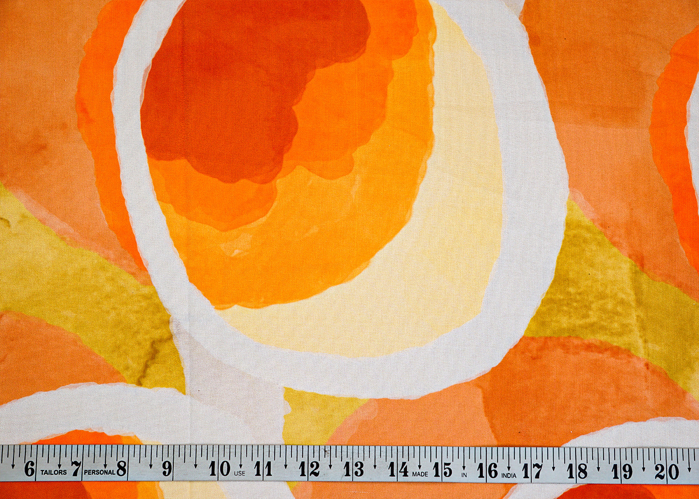 Orange Imported Rayon Fabric with Allover Abstract Print 14185