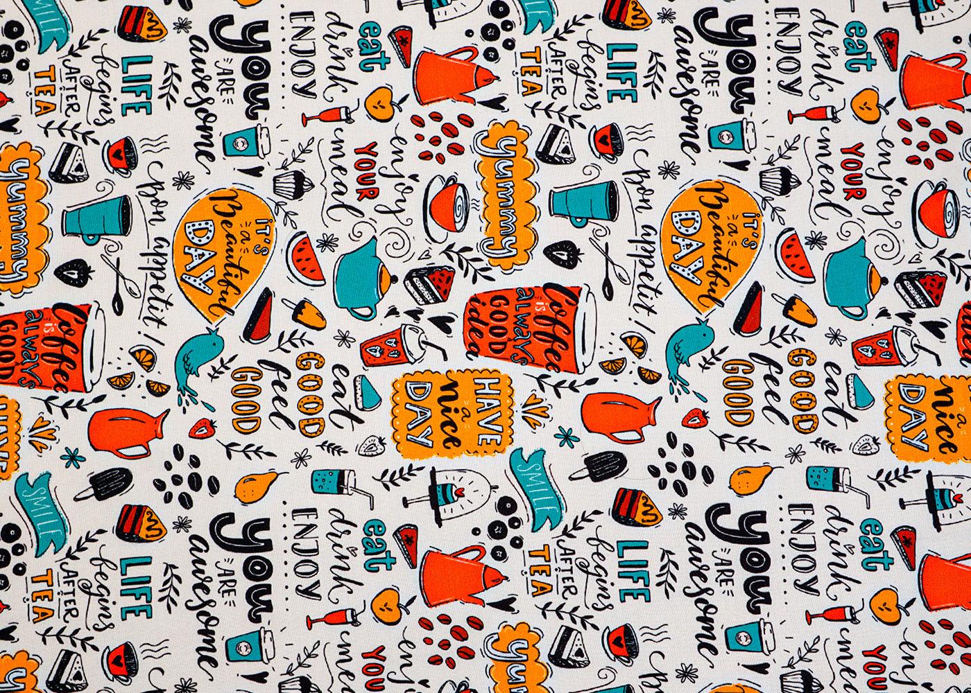 White Imported Rayon Fabric with Allover Abstract Print 14187