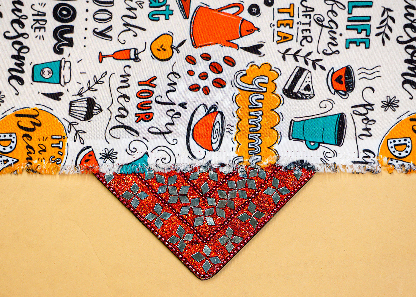 White Imported Rayon Fabric with Allover Abstract Print 14187