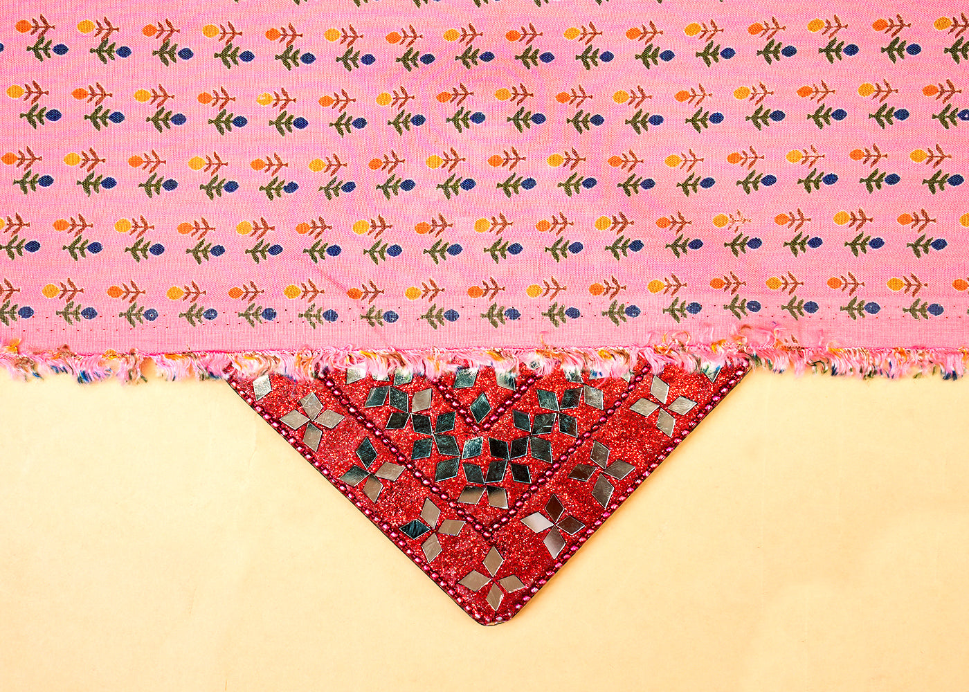 Light Pink Muslin Fabric with Allover Floral Print 14200