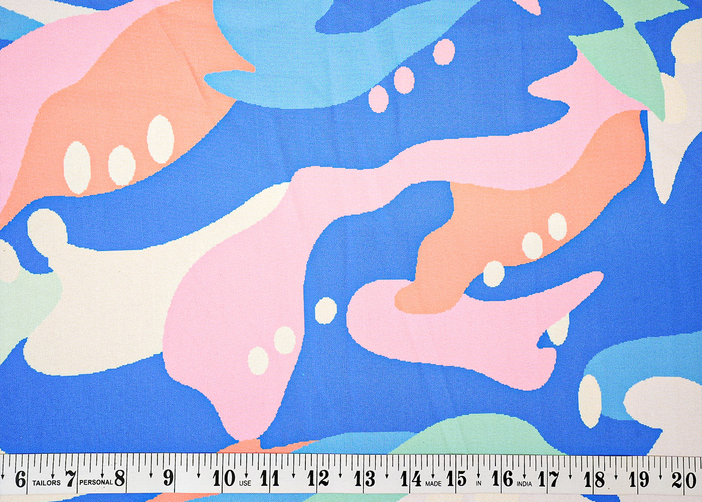 Royal Blue Imported Rayon Fabric with Allover Abstract Print 14208