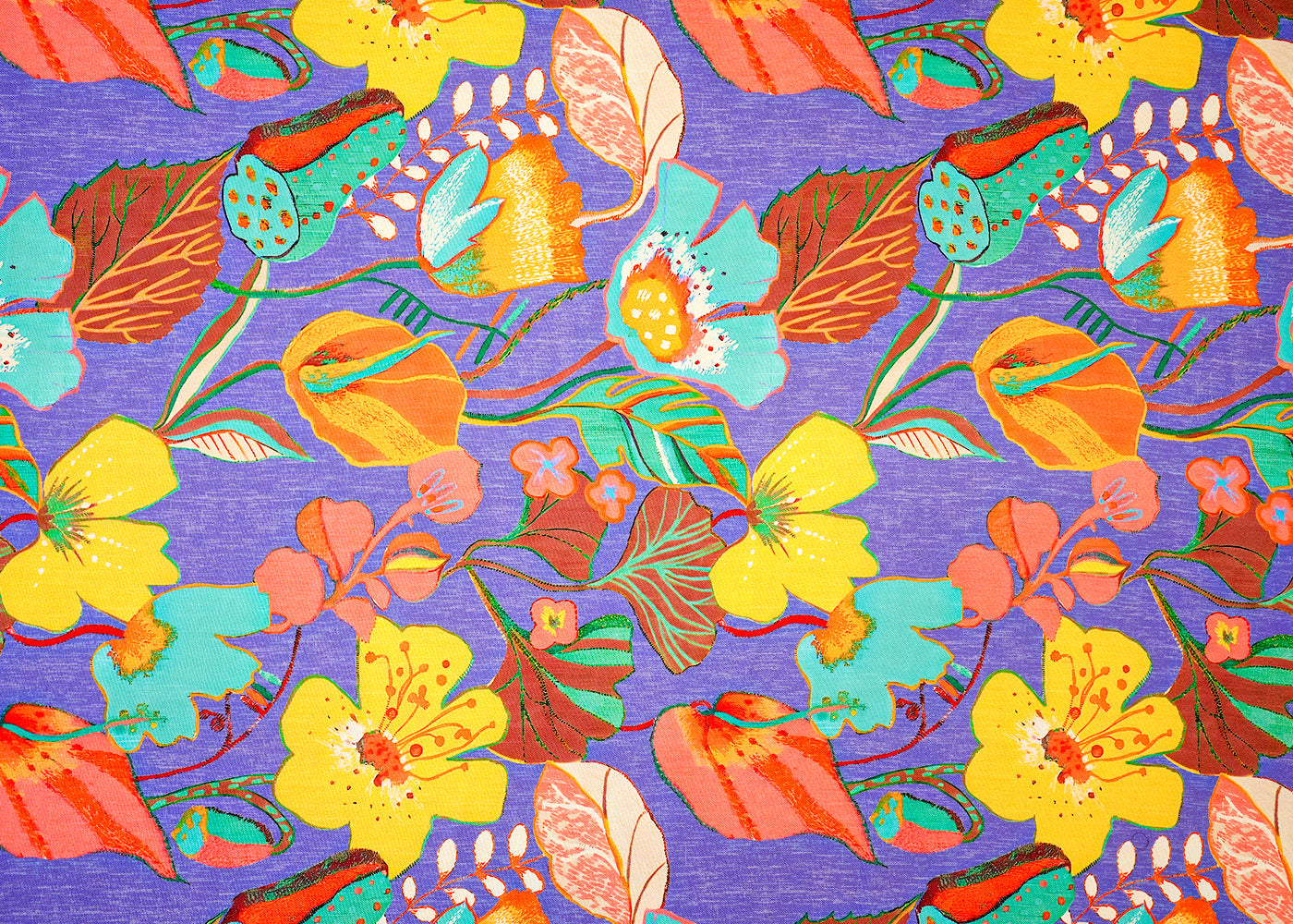 Purple Imported Rayon Fabric with Allover Floral Print 14211