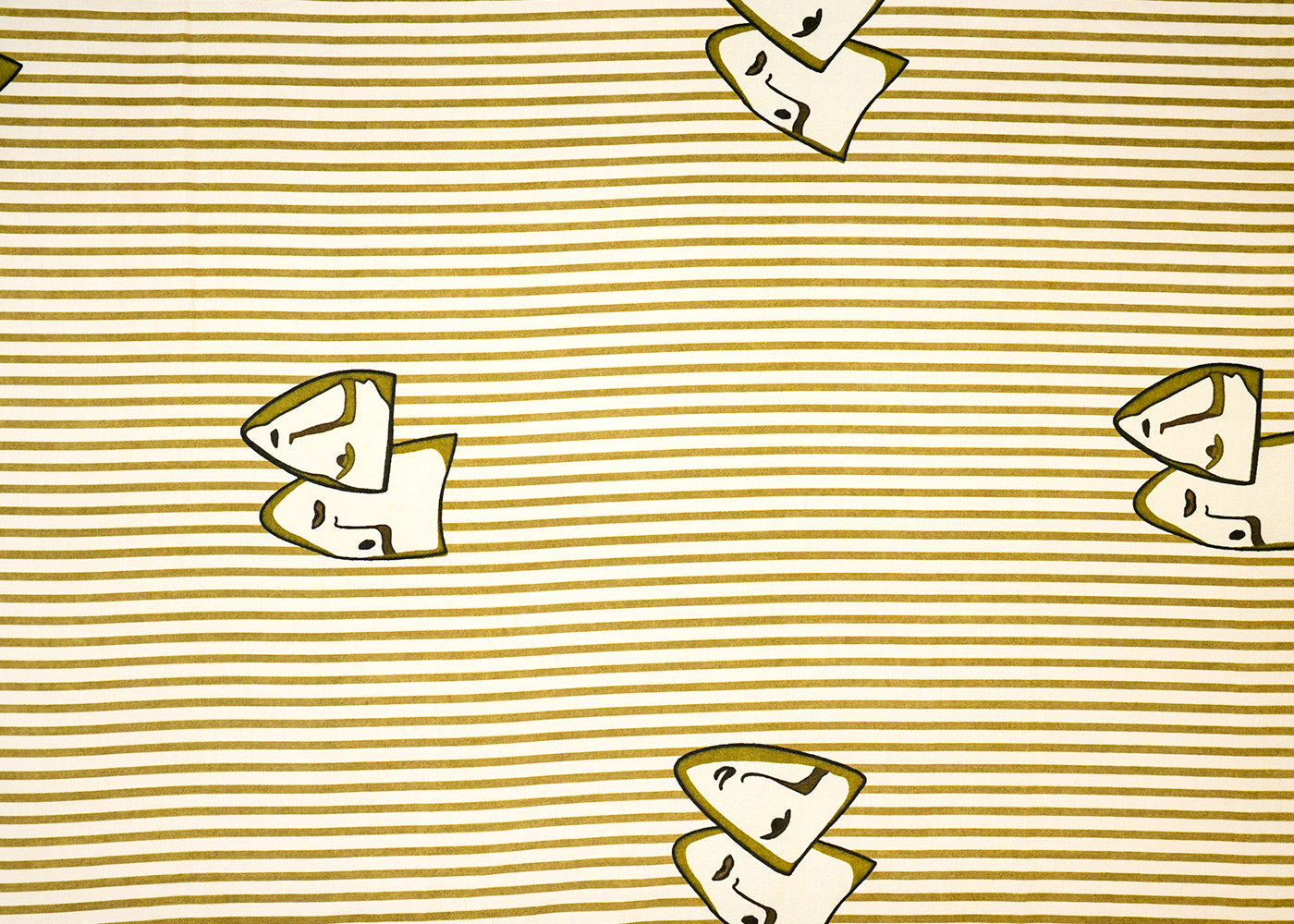 Mehendi Green Imported Rayon Fabric with All-Over Stripes and Mask Print 14212