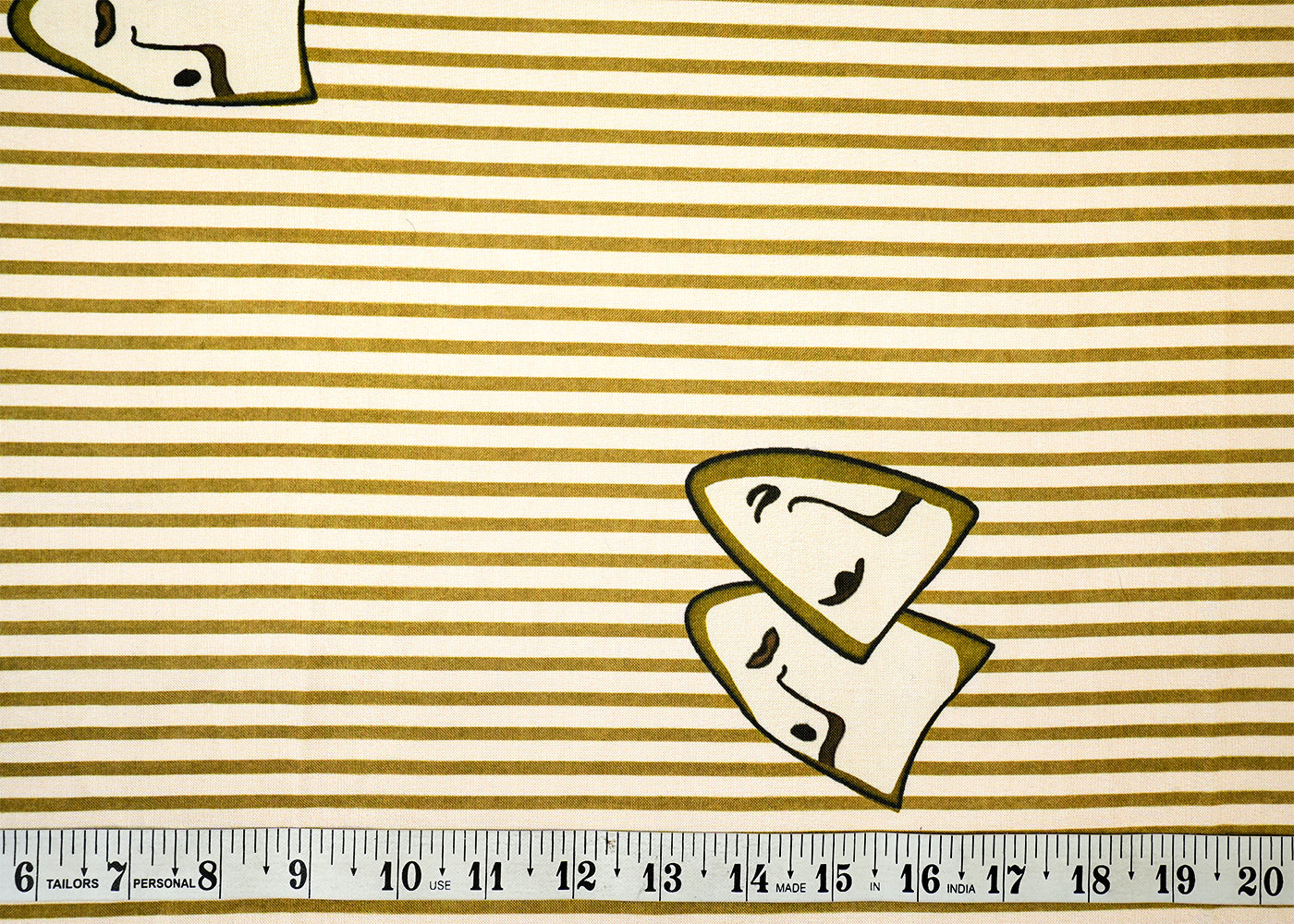 Mehendi Green Imported Rayon Fabric with All-Over Stripes and Mask Print 14212