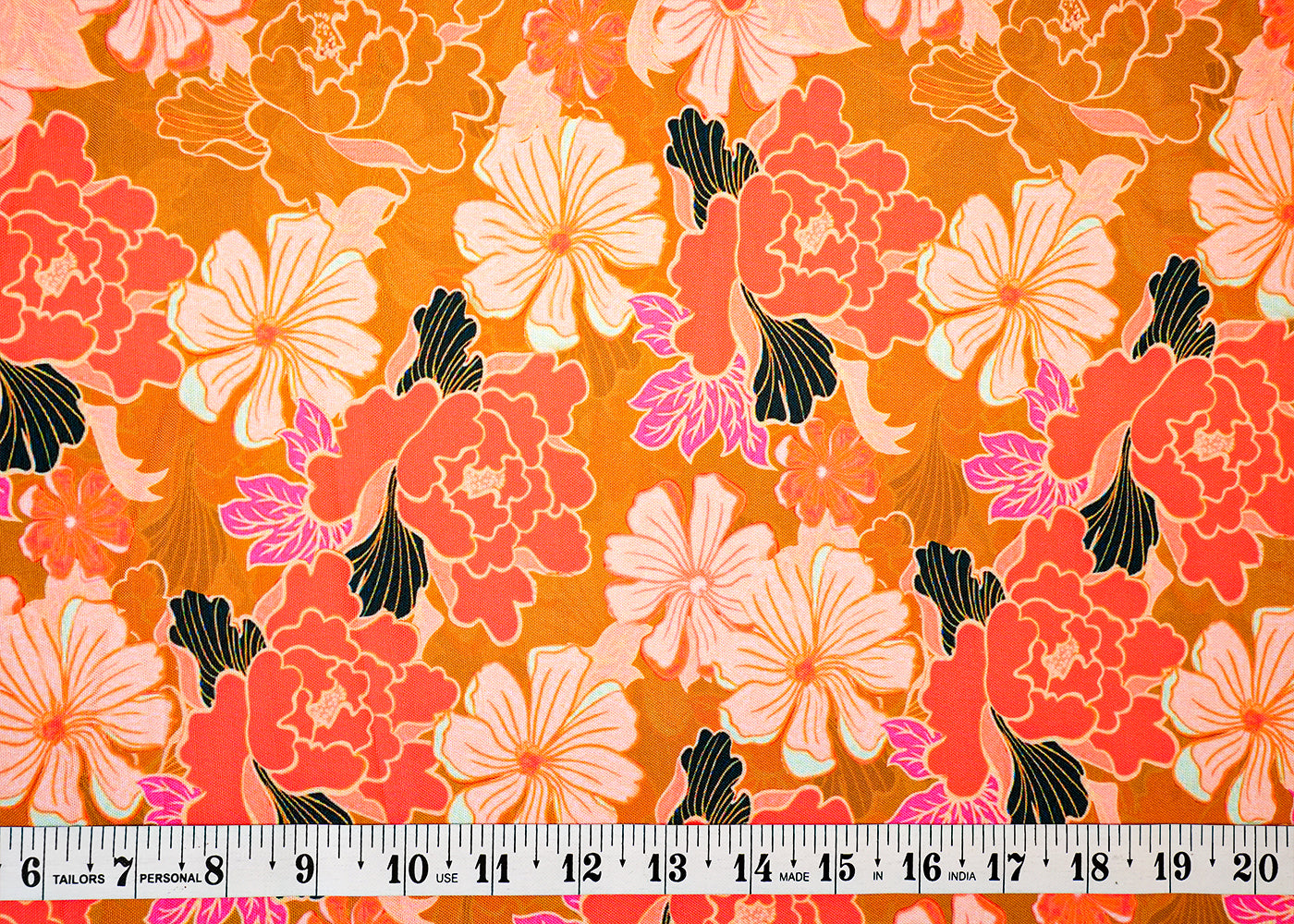 Mustard Imported Rayon Fabric with Allover Floral Print 14214