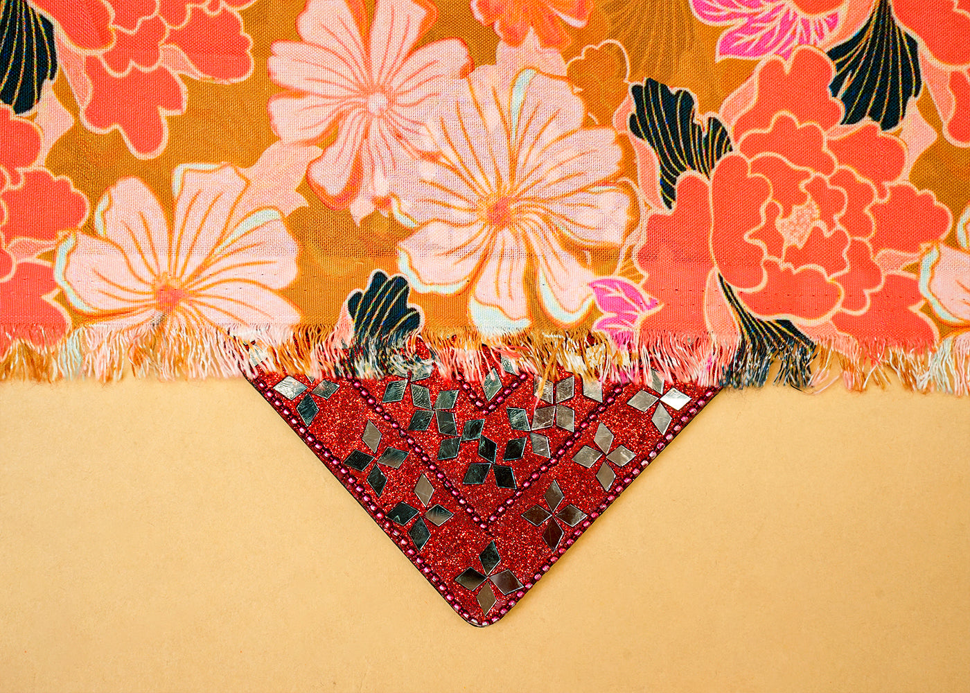 Mustard Imported Rayon Fabric with Allover Floral Print 14214