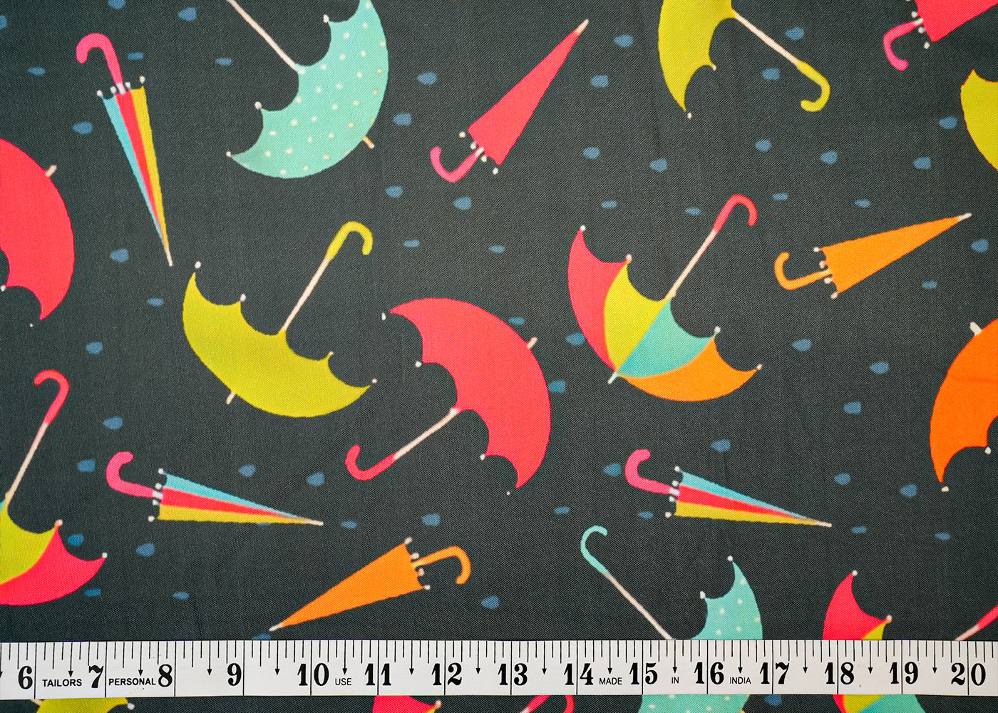 Grey Imported Rayon Fabric with Allover Nursery Print 14215
