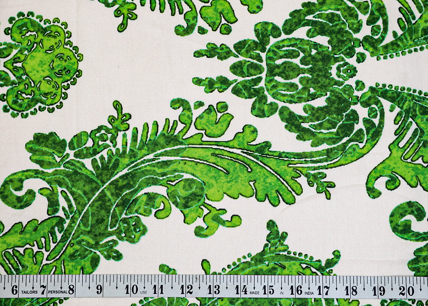Green Imported Rayon Fabric with Allover Traditional Print 14218