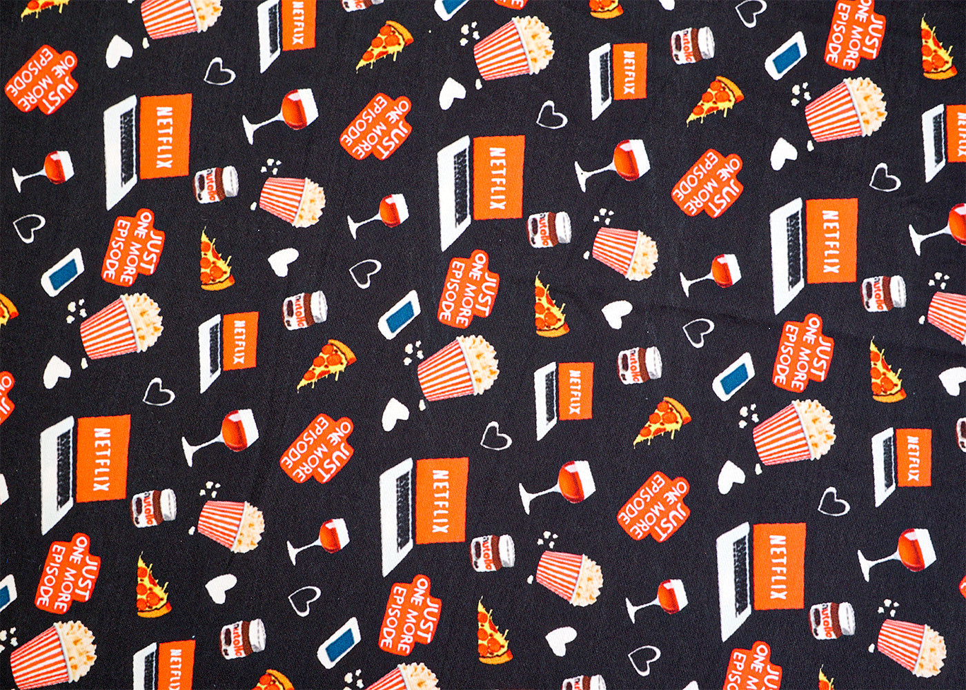 Black Imported Rayon Fabric with Allover Quirky Print 14221