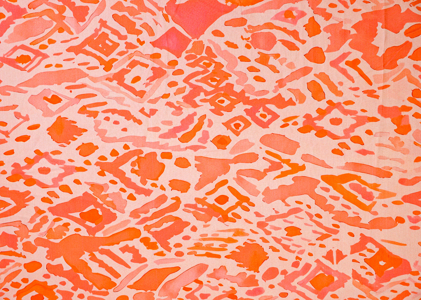 Peach Imported Rayon Fabric with Allover Abstract Print 14223