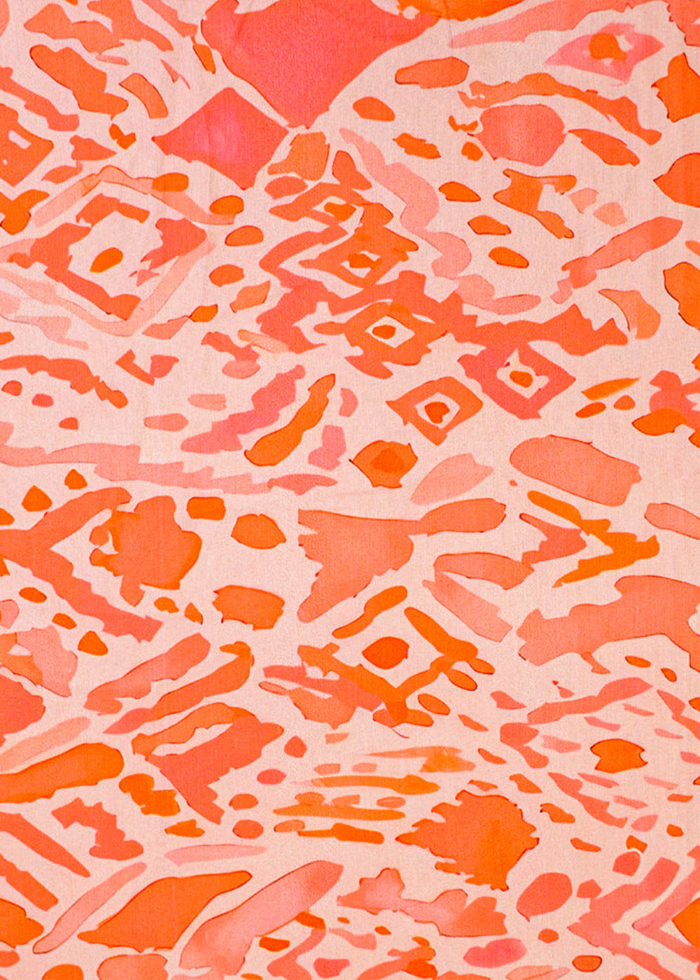 Peach Imported Rayon Fabric with Allover Abstract Print 14223