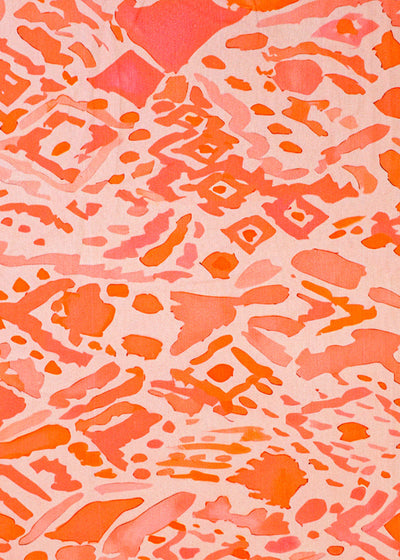 Peach Imported Rayon Fabric with Allover Abstract Print 14223