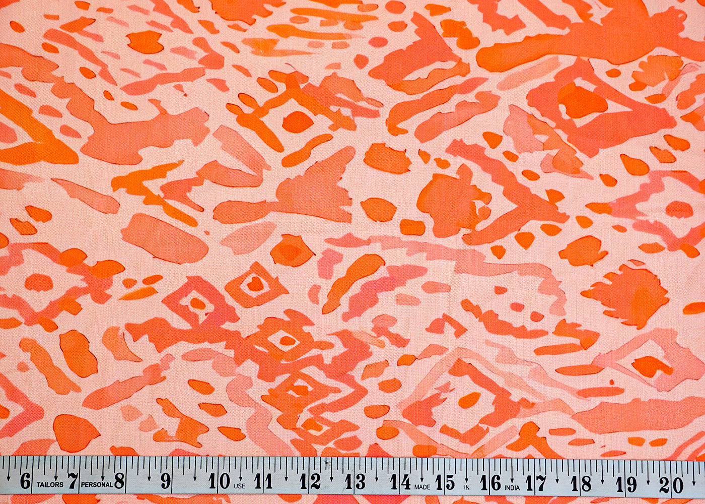 Peach Imported Rayon Fabric with Allover Abstract Print 14223