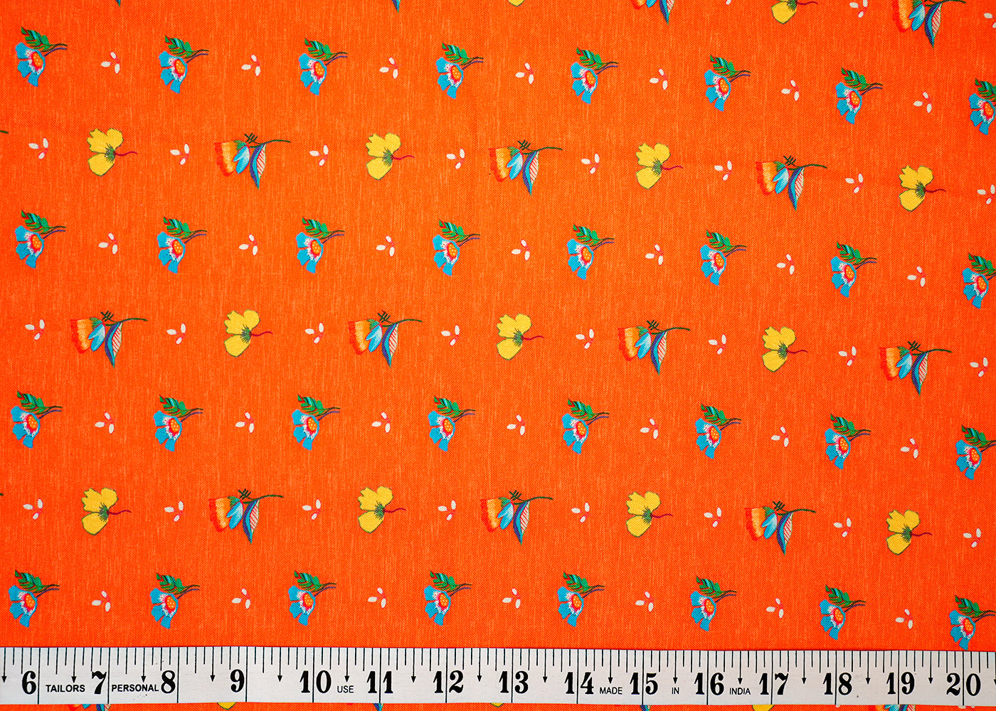 Orange Imported Rayon Fabric with Allover Abstract Print 14229