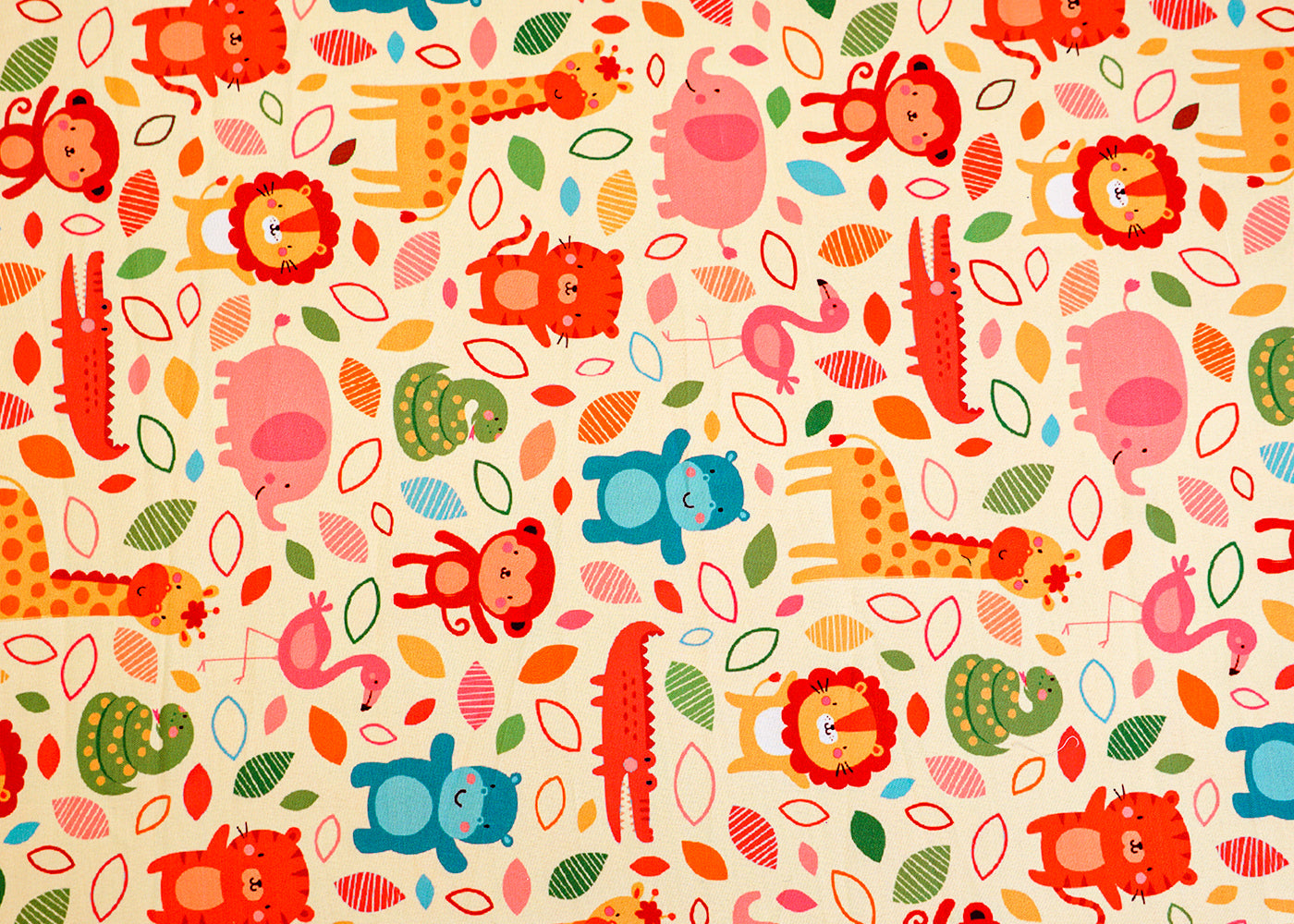 Pastel Yellow Imported Rayon Fabric with Allover Animal Print 14234