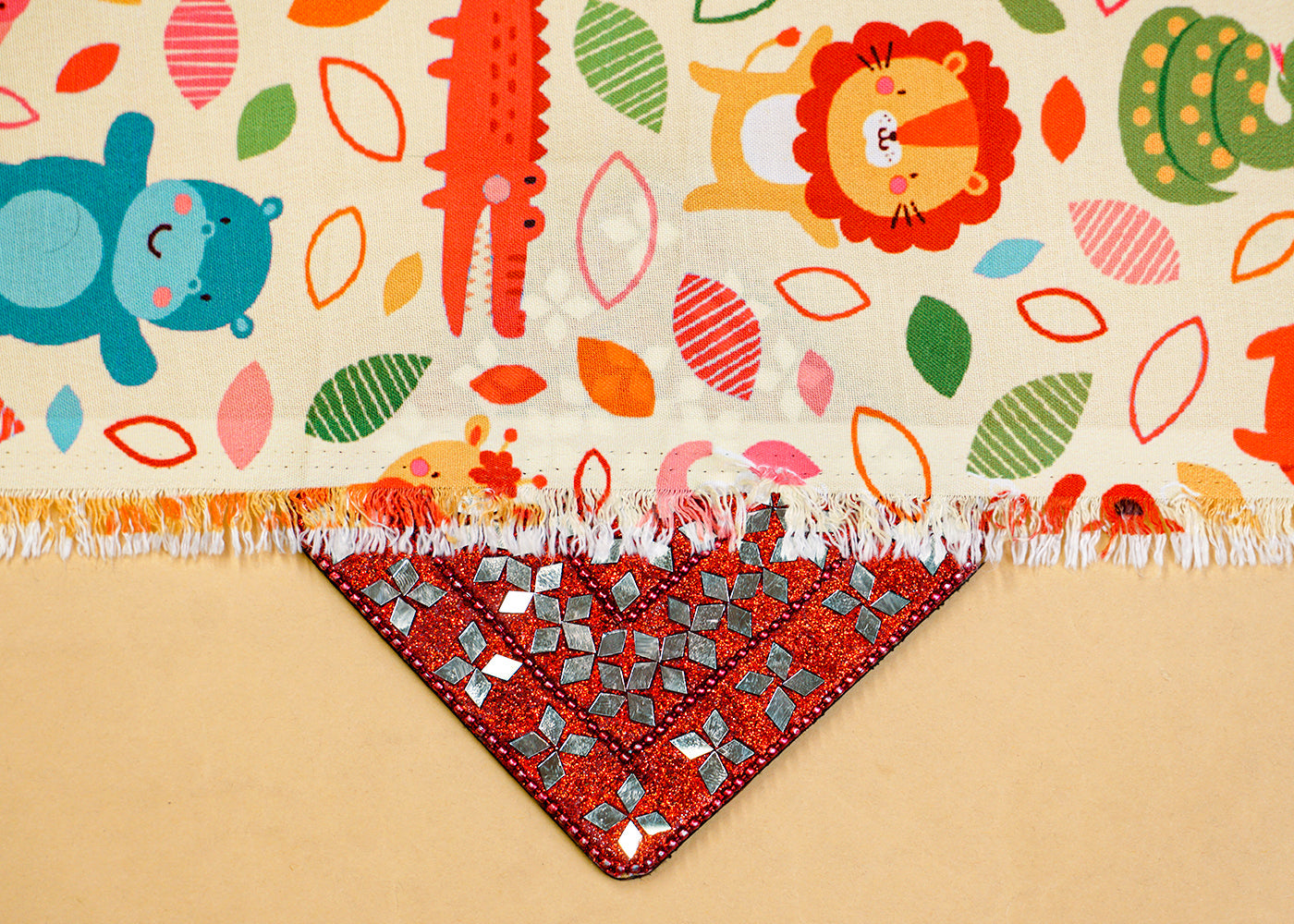 Pastel Yellow Imported Rayon Fabric with Allover Animal Print 14234