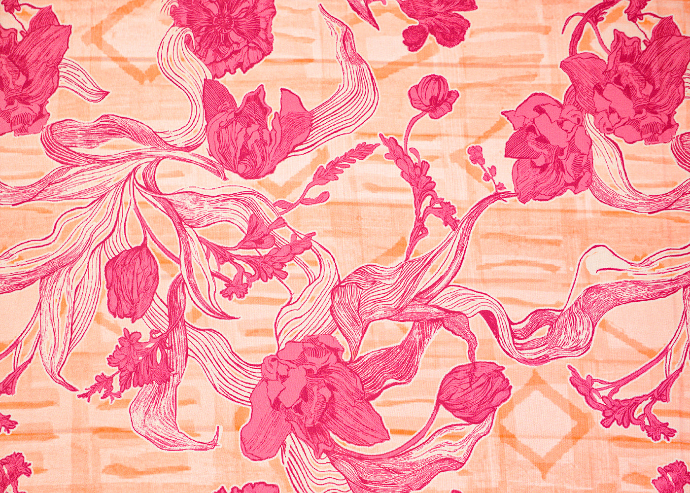 Peach Imported Rayon Fabric with Allover Floral Print 14236