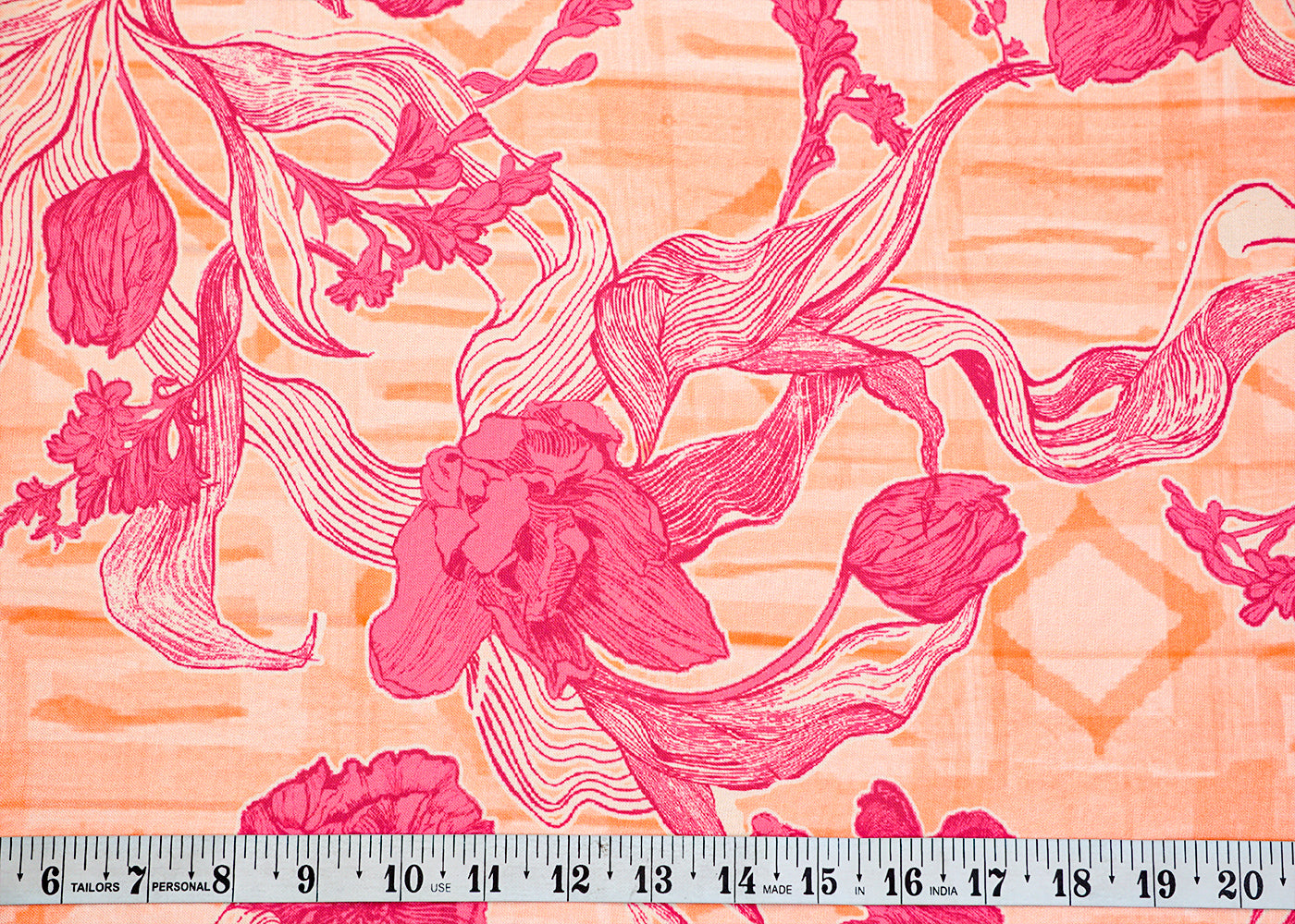 Peach Imported Rayon Fabric with Allover Floral Print 14236