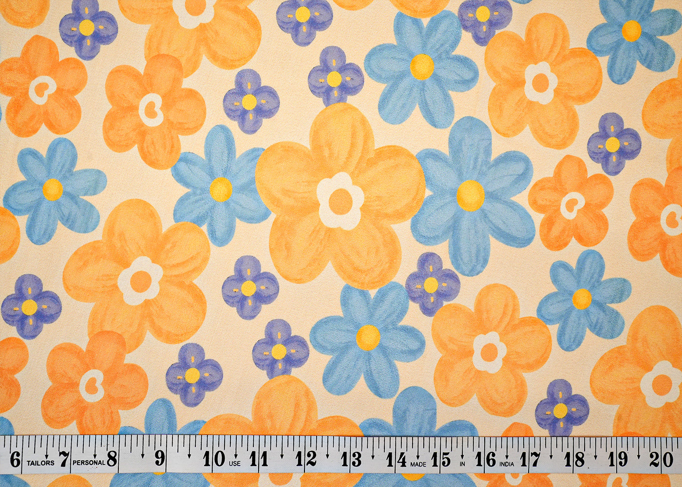 Pastel Yellow Imported Rayon Fabric with Allover Floral Print 14241