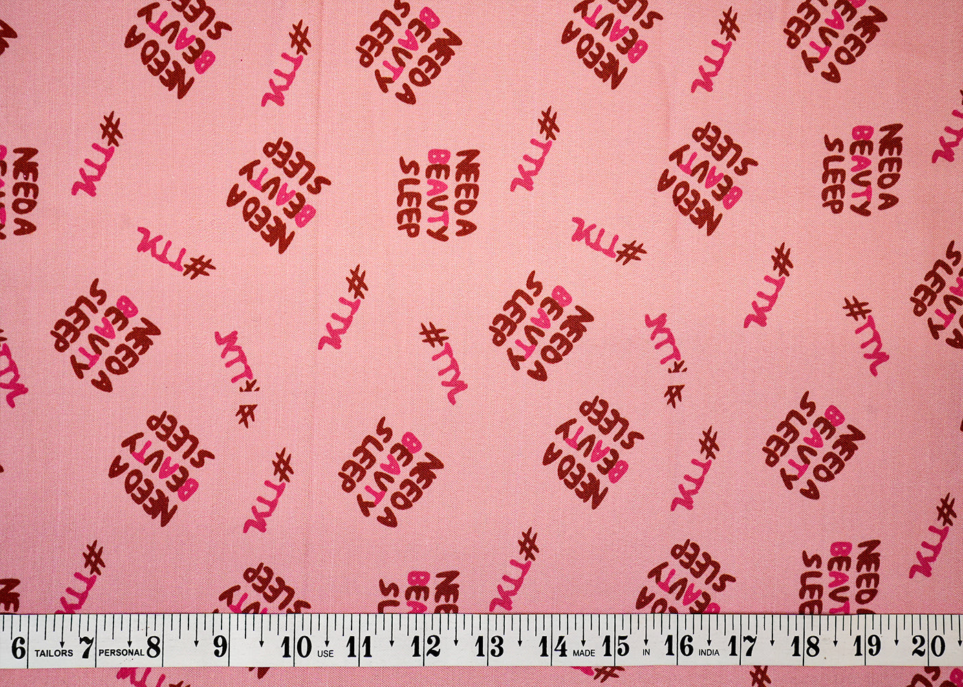 Onion Pink Imported Rayon Fabric with Allover Typography Print 14242