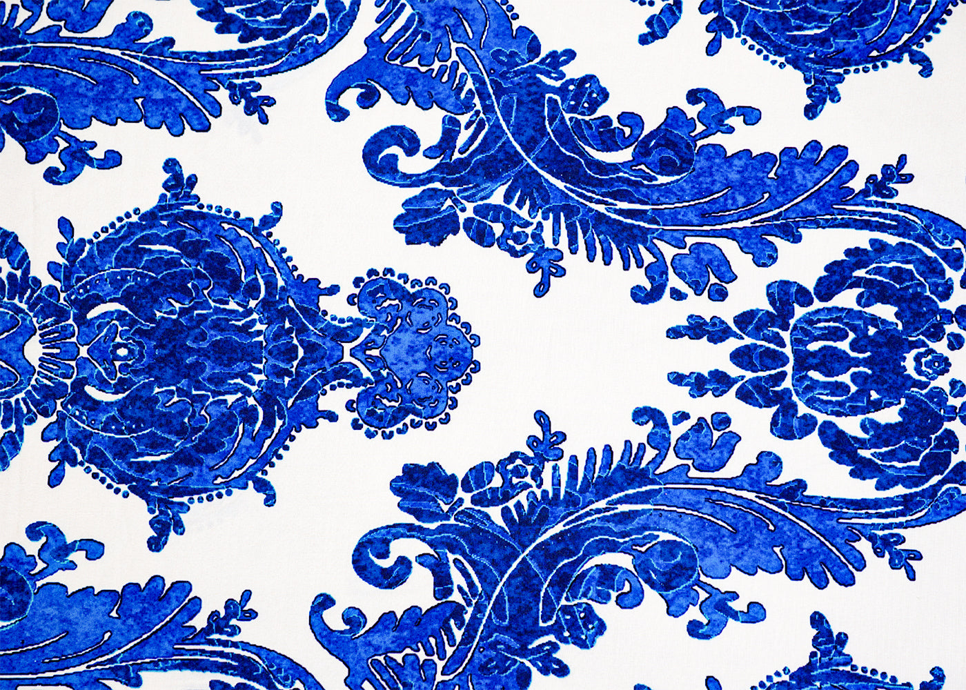 White & Blue Imported Rayon Fabric with Allover Traditional Motif 14244