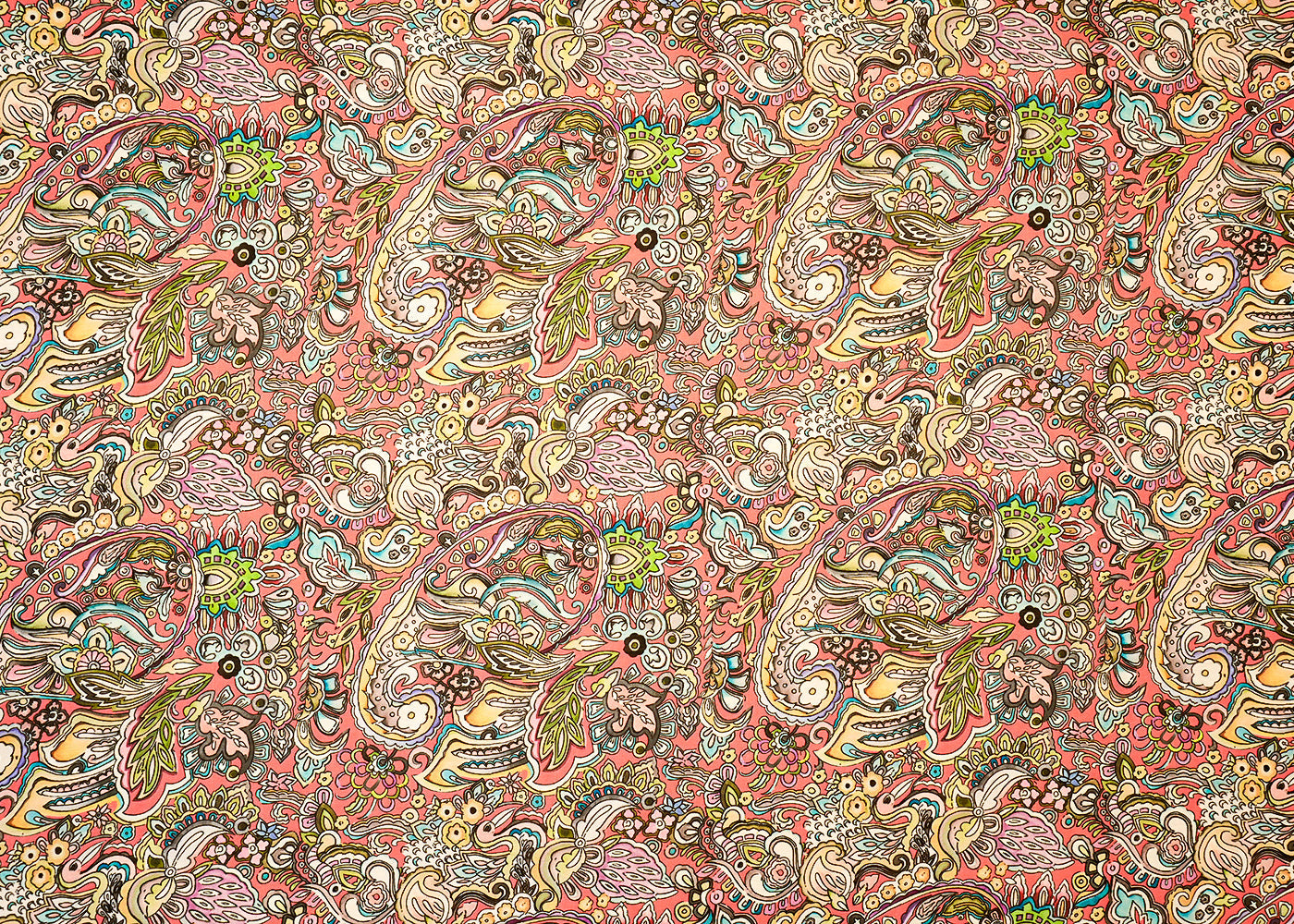 Multi-Color Georgette Satin Fabric All Over Traditional Print 14250